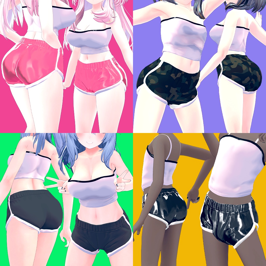 (VRChat向け)チューブトップとドルフィンショートパンツ「TUBE TOP AND DOLPHIN SHORTS」