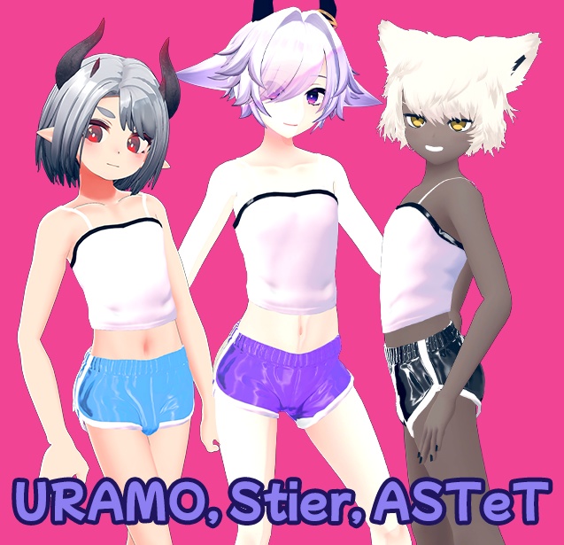 (VRChat向け)チューブトップとドルフィンショートパンツ「TUBE TOP AND DOLPHIN SHORTS」