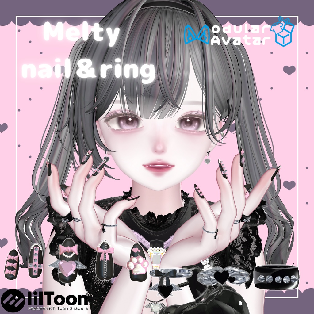 【VRC想定/18アバター対応】Melty Nail&Ring