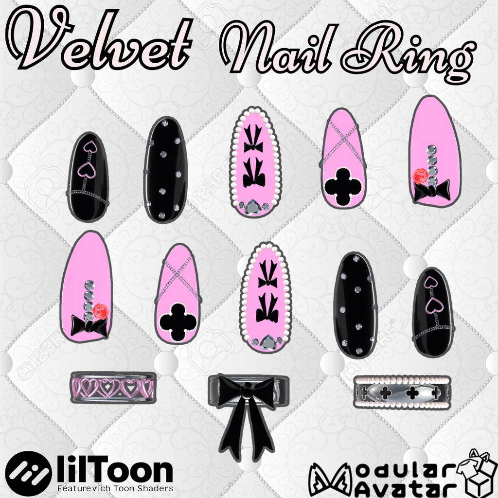 【VRC想定/20アバター対応】Velvet Nail Ring