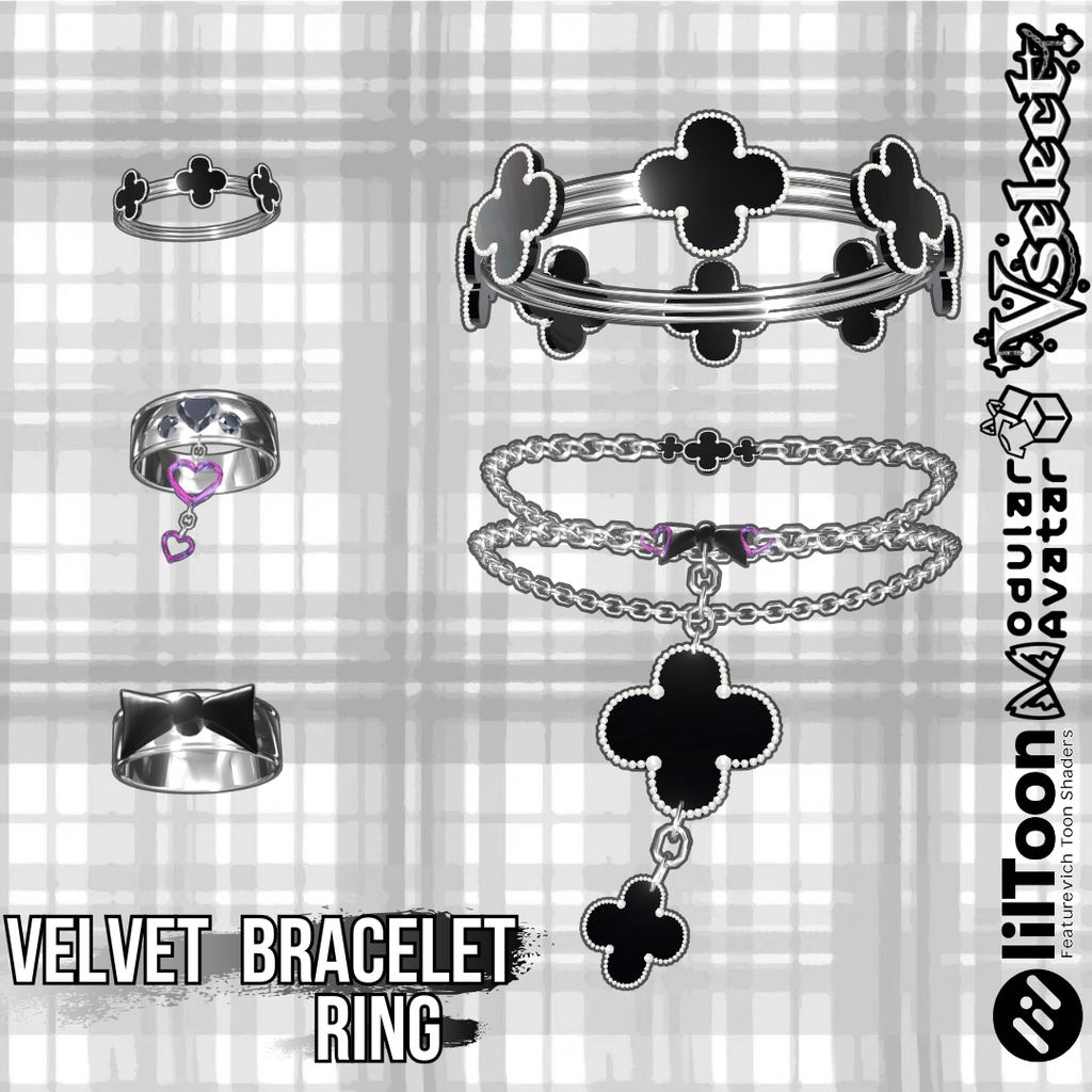 【VRC想定/17アバター対応】Velvet Bracelet Ring 1/24まで40%Sale🍀