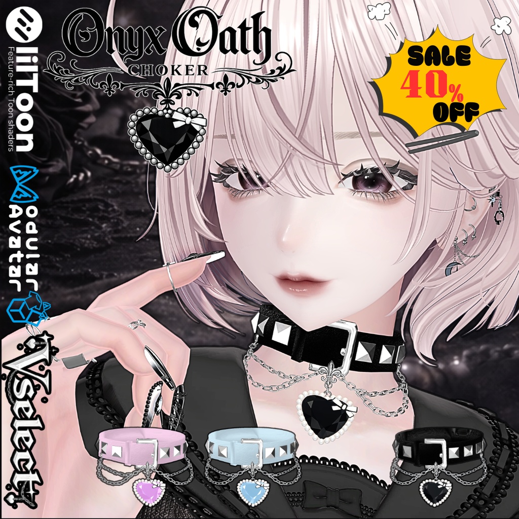 【VRC想定/21アバター対応】Onyx Oath Choker 3/13まで40%OFF💗