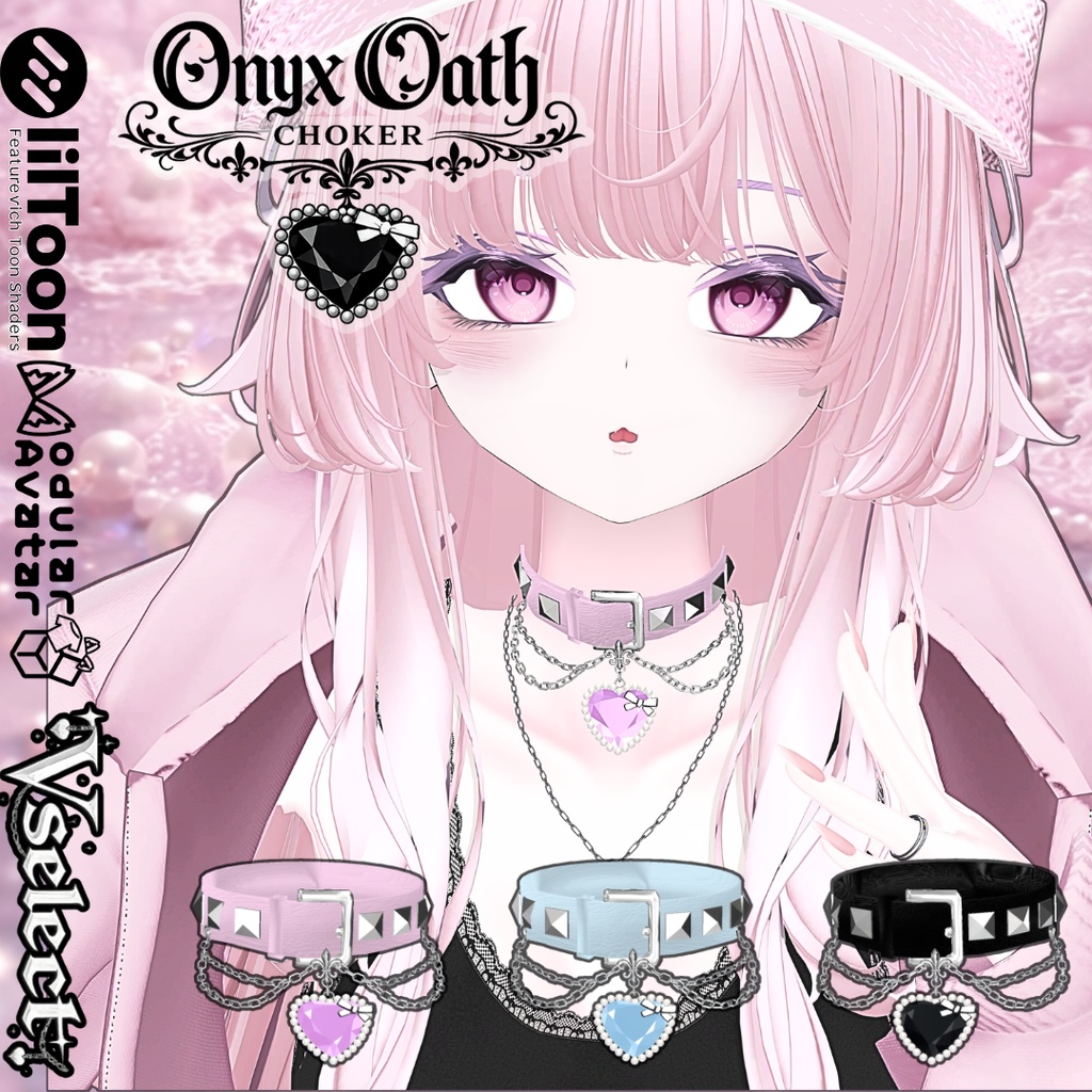 【VRC想定/21アバター対応】Onyx Oath Choker 3/13まで40%OFF💗