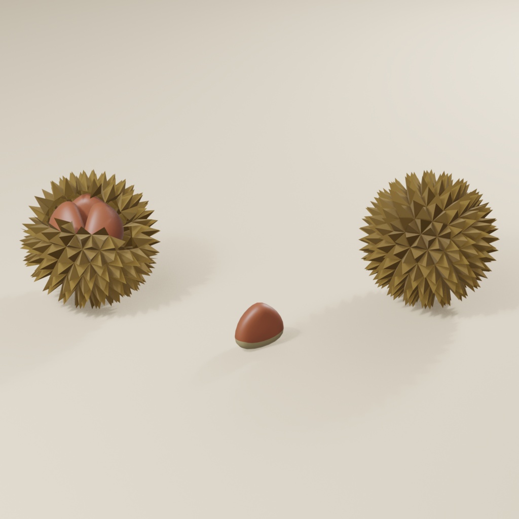 【無料】イガグリと栗 3Dモデル
