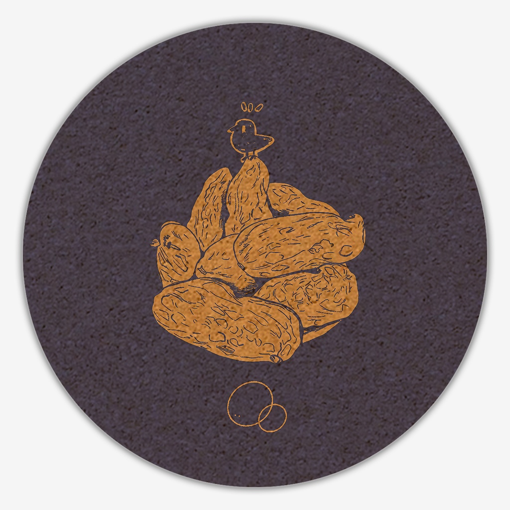 カラスとご飯コースター