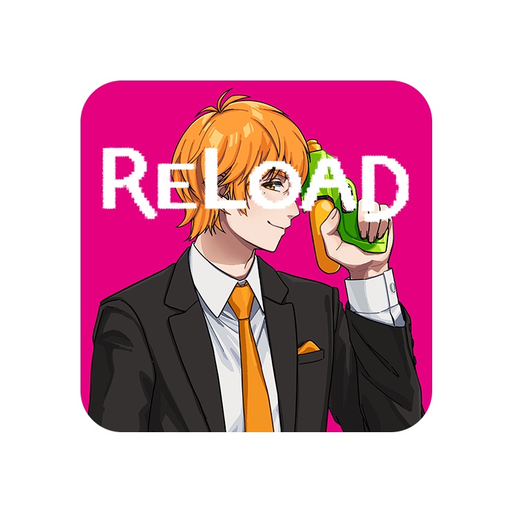 「RELOAD」37mm角丸ジャケット缶バッチ