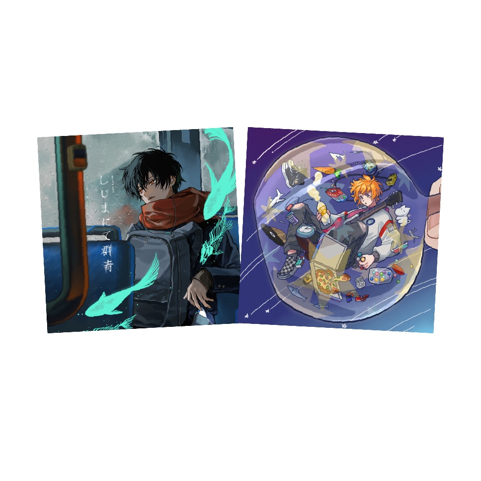 「しじまにて群青」&「ポッペン録：Q」ジャケットステッカーセット