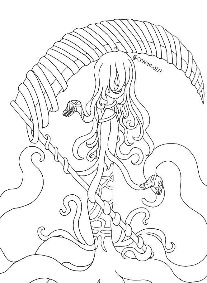 セノーテ線画イラスト