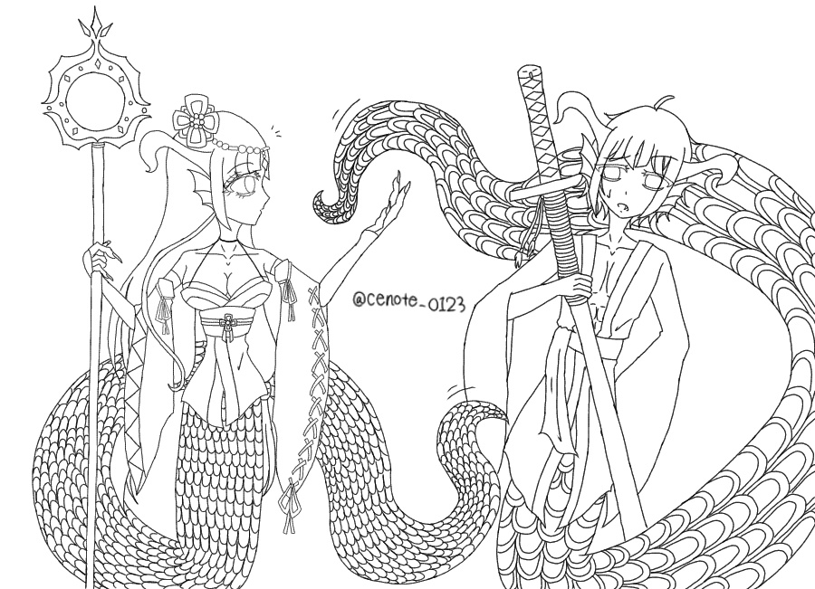 セノーテ線画イラスト