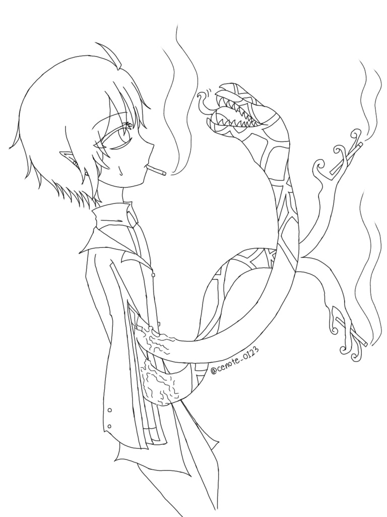 セノーテ線画イラスト