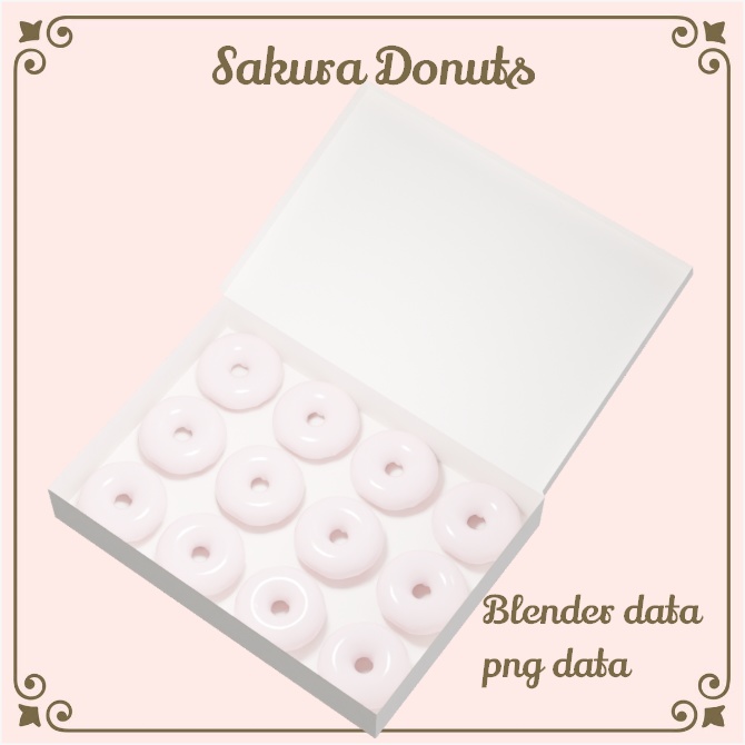 〖 3Dモデル / 透過png 〗 Sakura Donuts୨୧