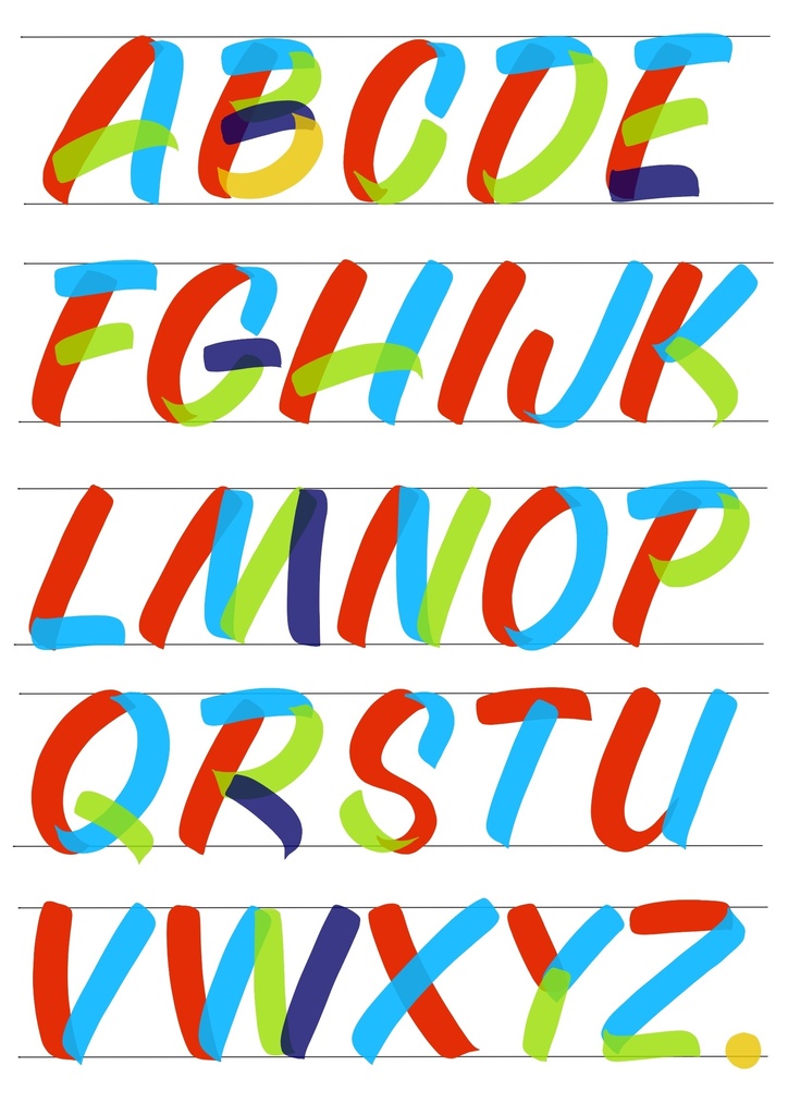 カジュアルレタリングと基本ライン　テンプレート