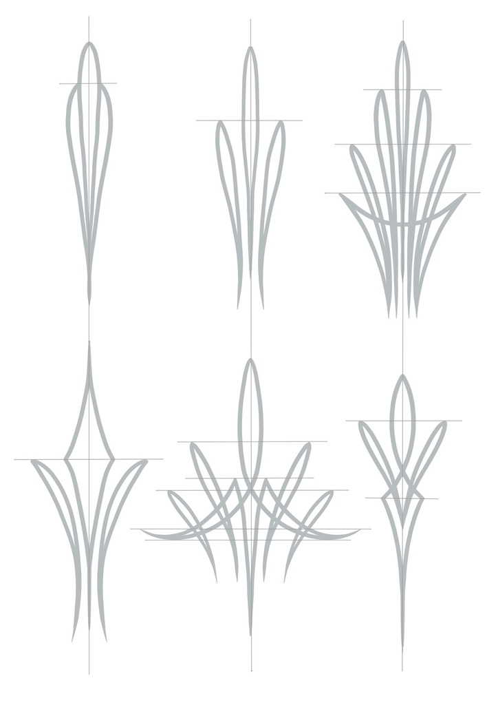 【ピンストライプテンプレート】　基本デザイン&応用デザインセット