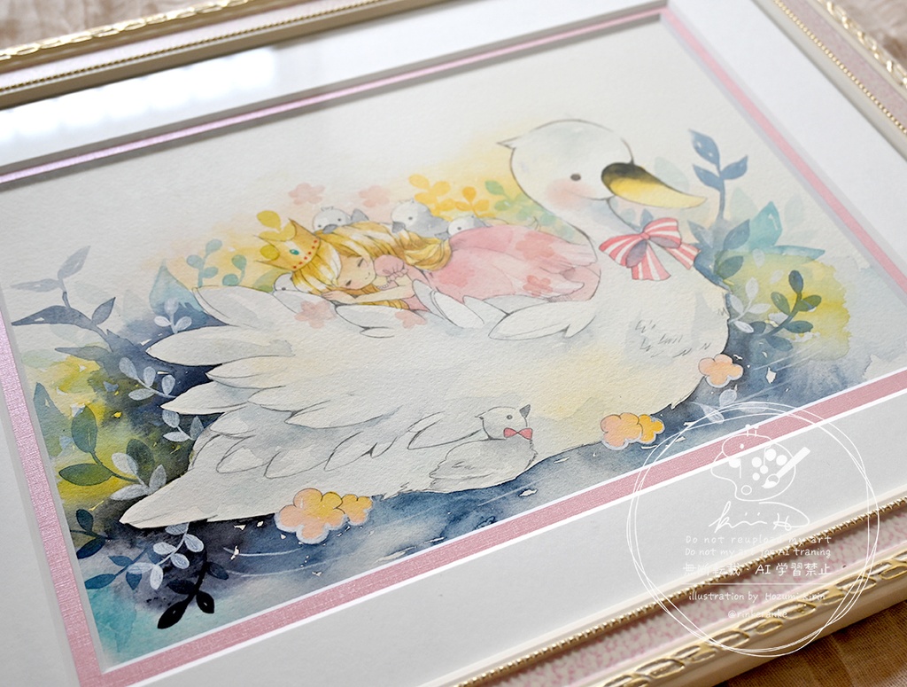 A4額装作品【幸せな夢を】既存作品