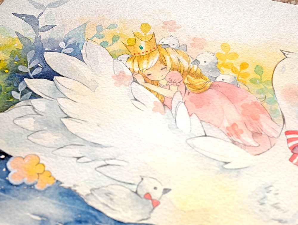 A4額装作品【幸せな夢を】既存作品