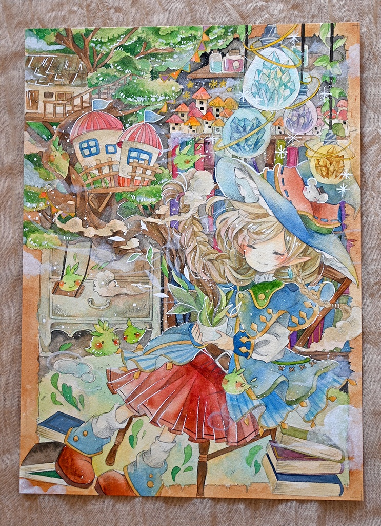 A4額装作品【魔女の箱庭】既存作品