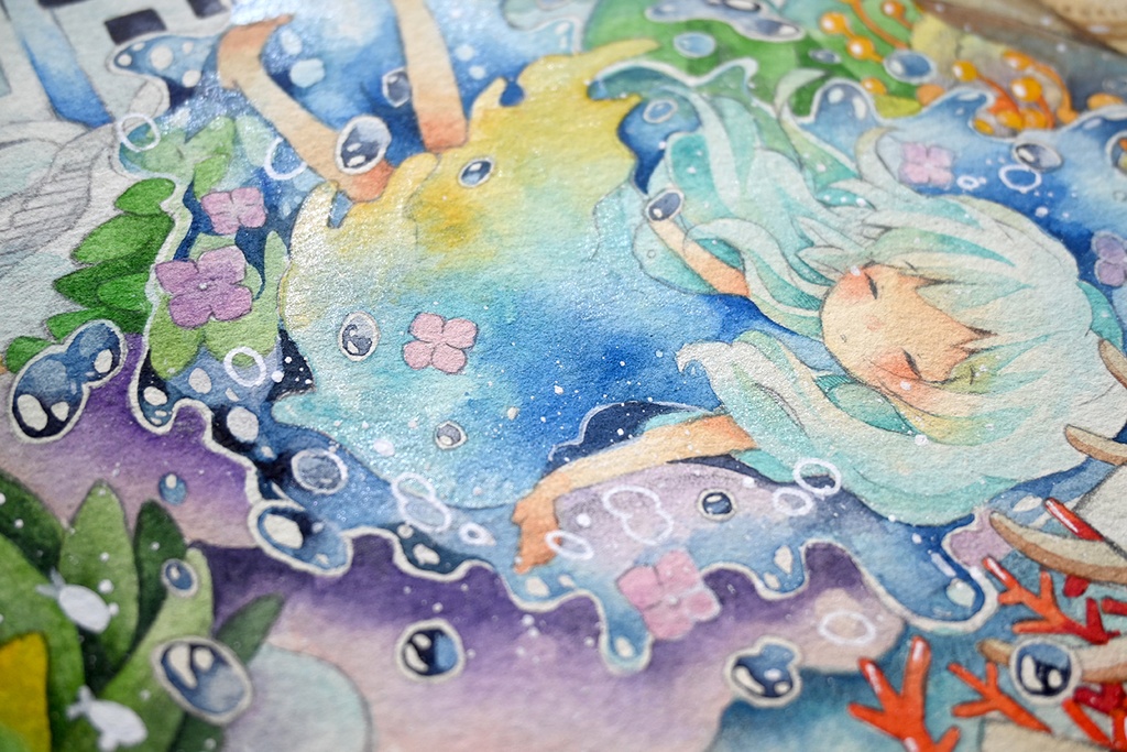 A4額装作品【アクアテラリウム】既存作品(2017年作成)