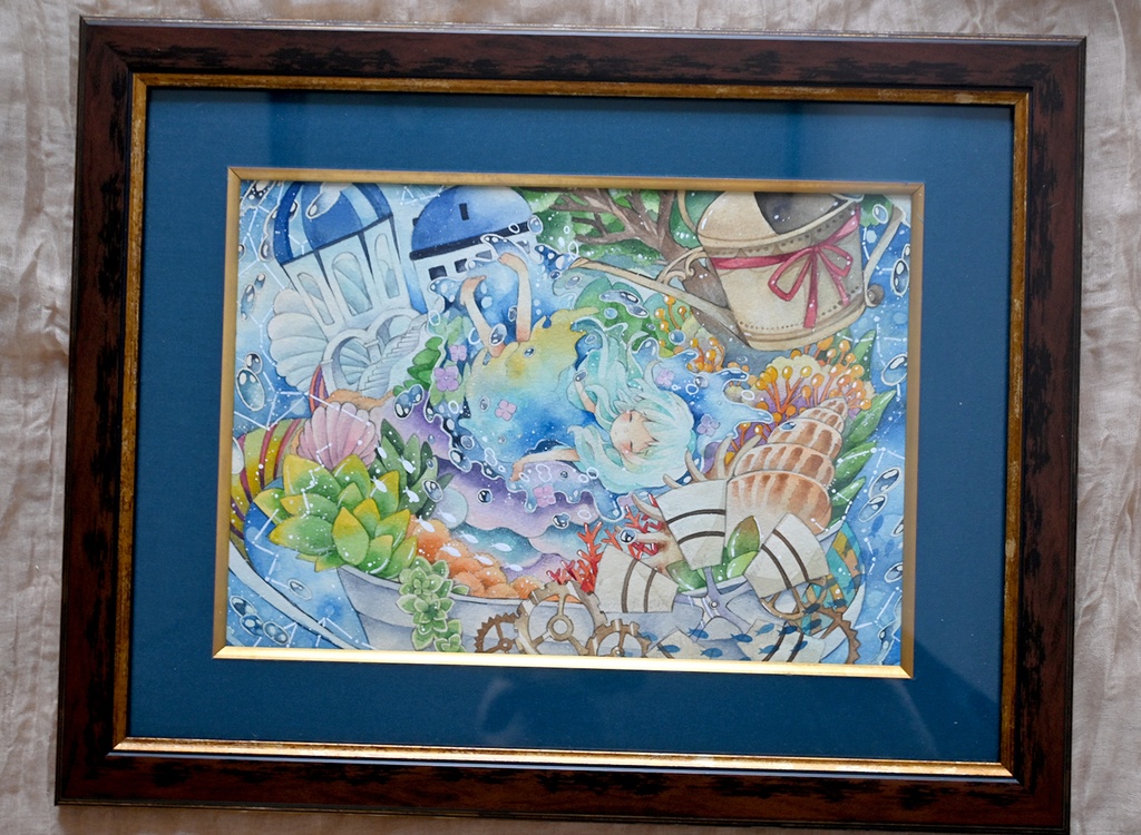 A4額装作品【アクアテラリウム】既存作品(2017年作成)