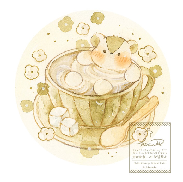 φ12cm額装原画【ほっと一息しませんか?】