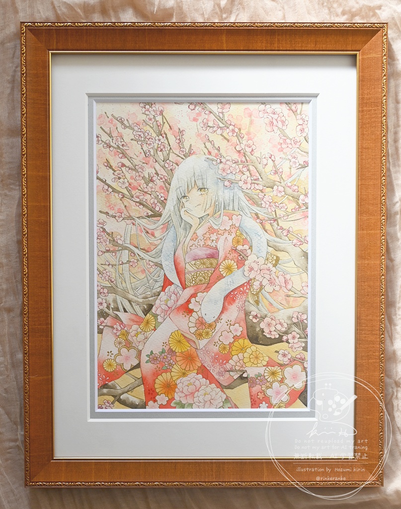 A4額装原画【新春来福】