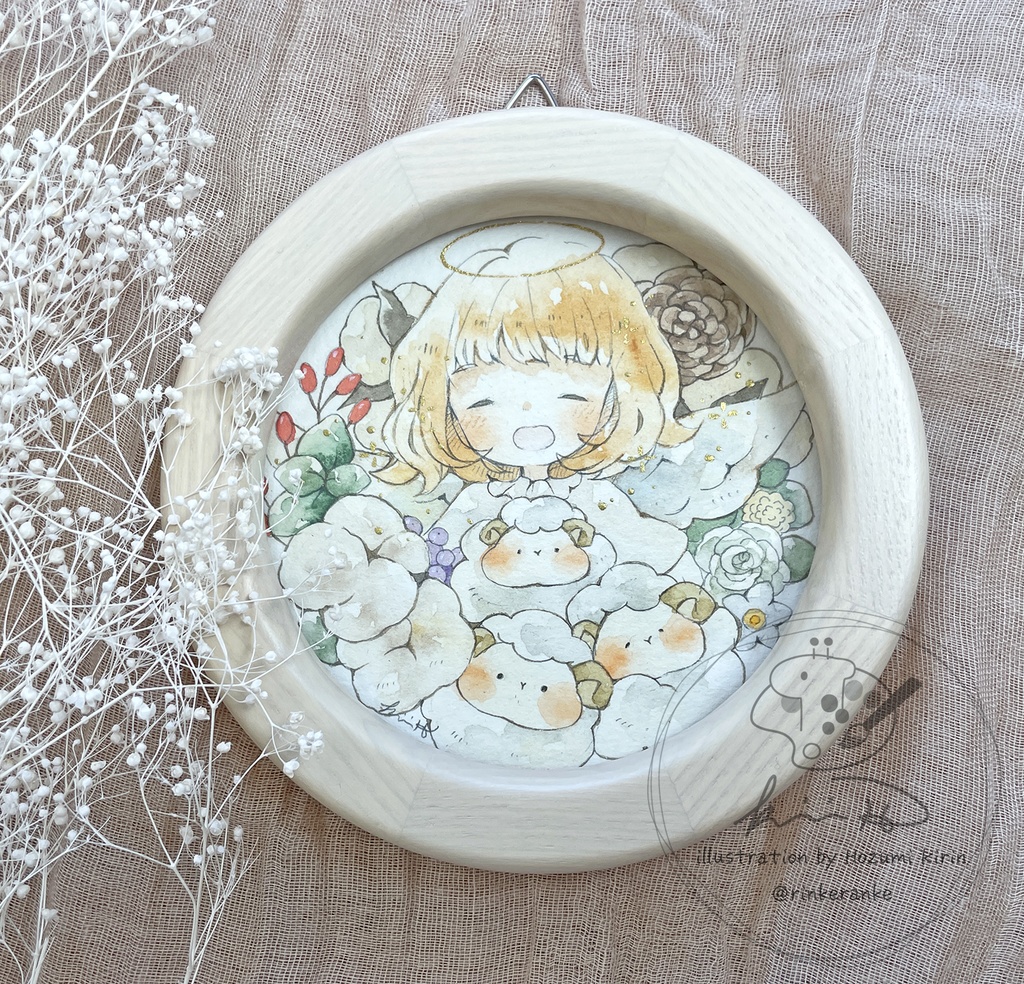 【φ10cm原画】もこもこのリース