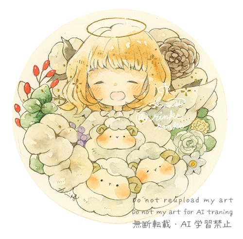 【φ10cm原画】もこもこのリース