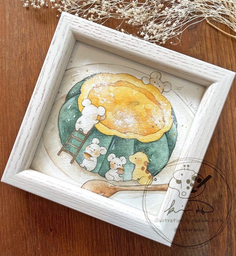 【10㎝角原画】行列のできるパンプキンスープ