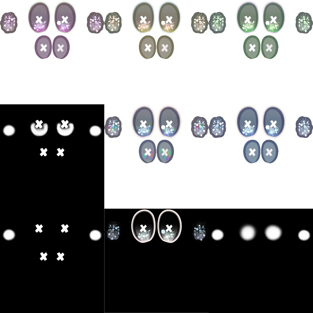 (キプフェル用)光るXX(ペケペケ)シュワシュワEYEとぐるぐる包帯(無料版有)
