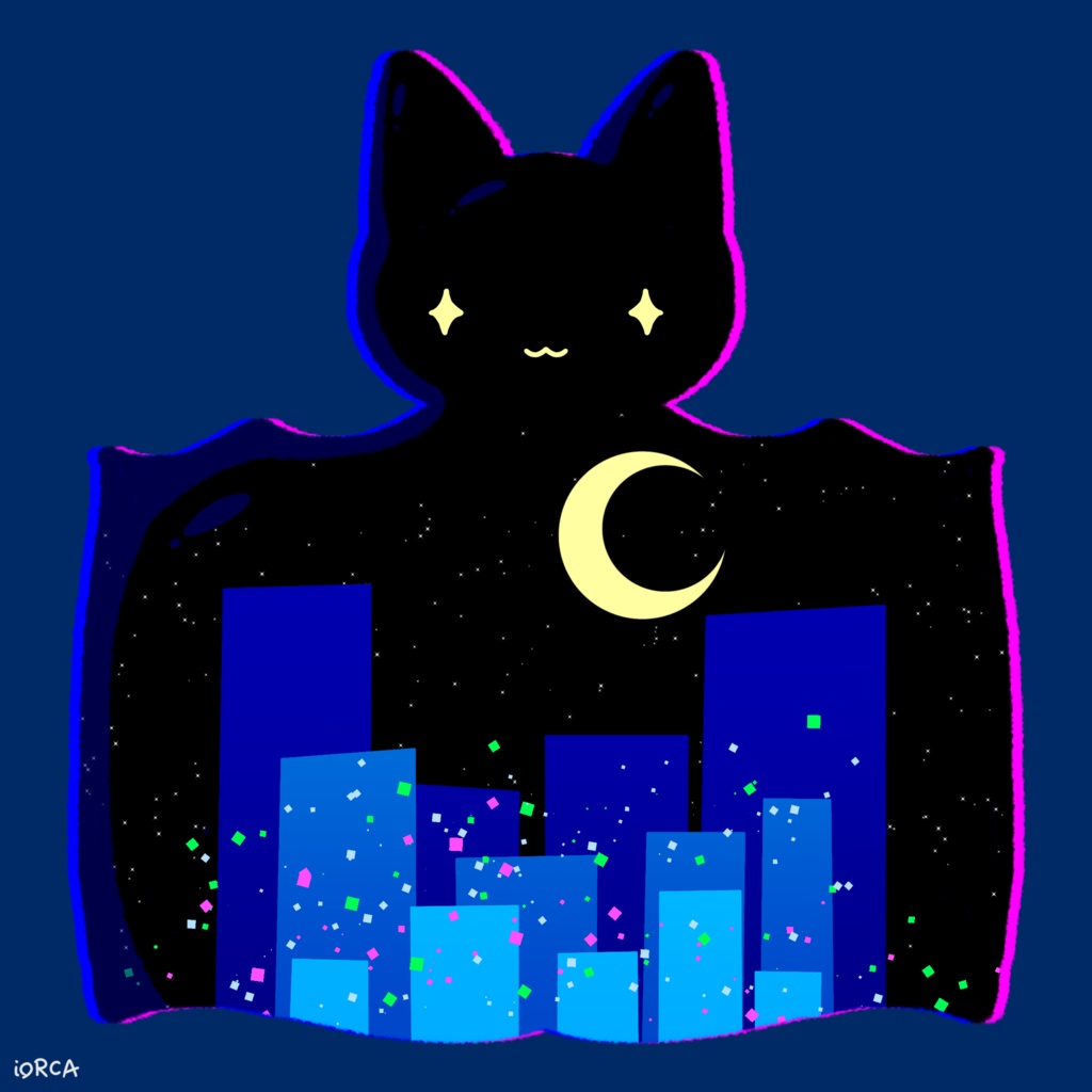 イラストTシャツ 「y o r u」F010