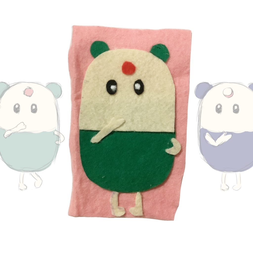 フェルトイラスト 十三夜あかつきんちゃん