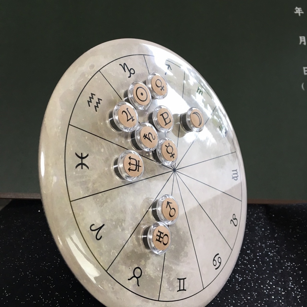 #ホロスコープマグネット 満月台座+クリアカフェオレ豆惑星マグネット(10天体セット)