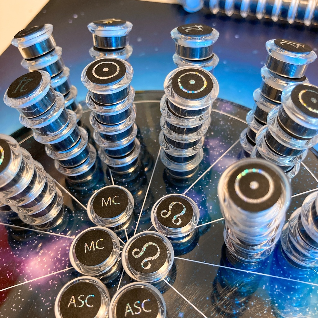 #豆惑星マグネット ASC・MC・ドラゴンヘッド (3感受点セット) 箔押しブラック