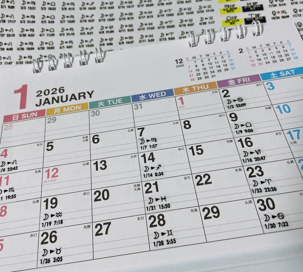 <匿名配送>通常版カットラインあり 2026 #月星座シール #惑星移動シール A4/1枚組