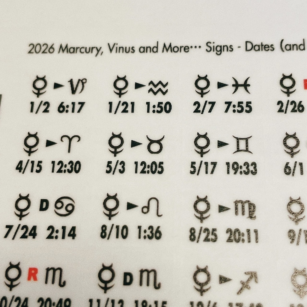 <匿名配送>セルフカット版 2026 #月星座シール #惑星移動シール A4/1枚組