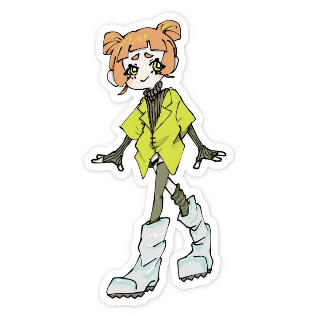 モッ子ちゃん全身立ち絵ステッカー