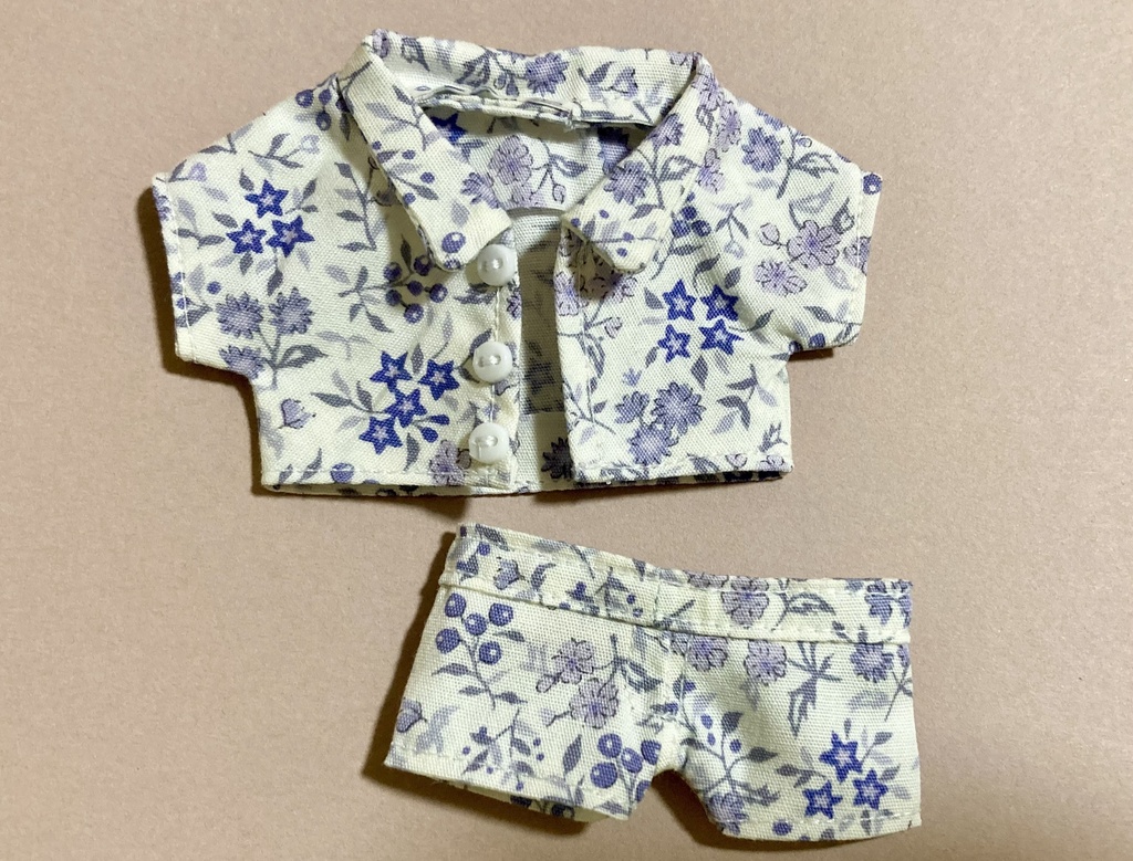 12センチぬい用　花柄セットアップ(白)