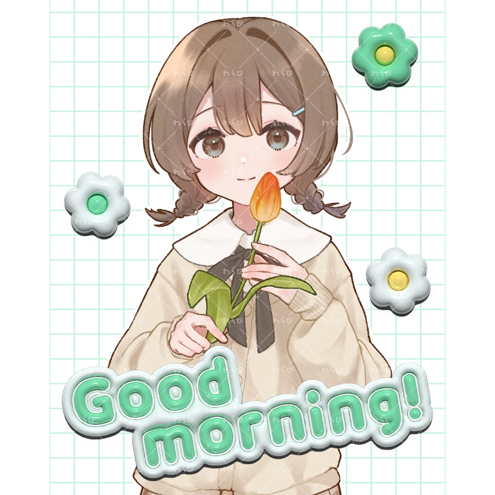 【おはV素材】ぷっくりシール風(カラバリ3種)
