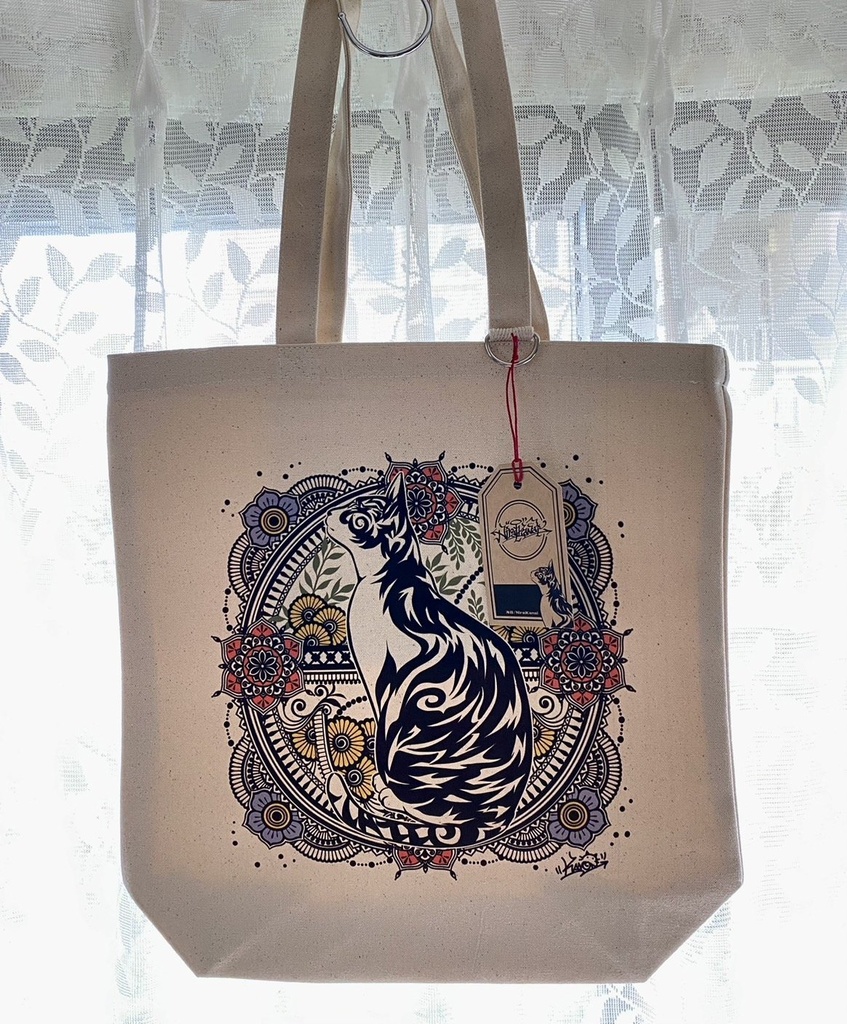 トライバル風トートバッグ【狼・猫】