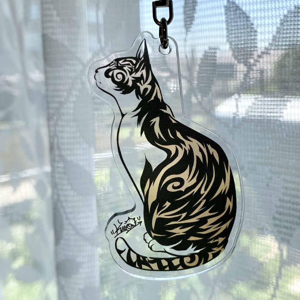 トライバル風 アクリルキーホルダー【狼】【猫】