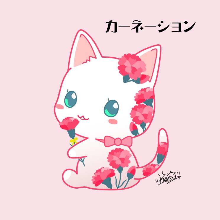 見返り花猫 ミニキャンバス