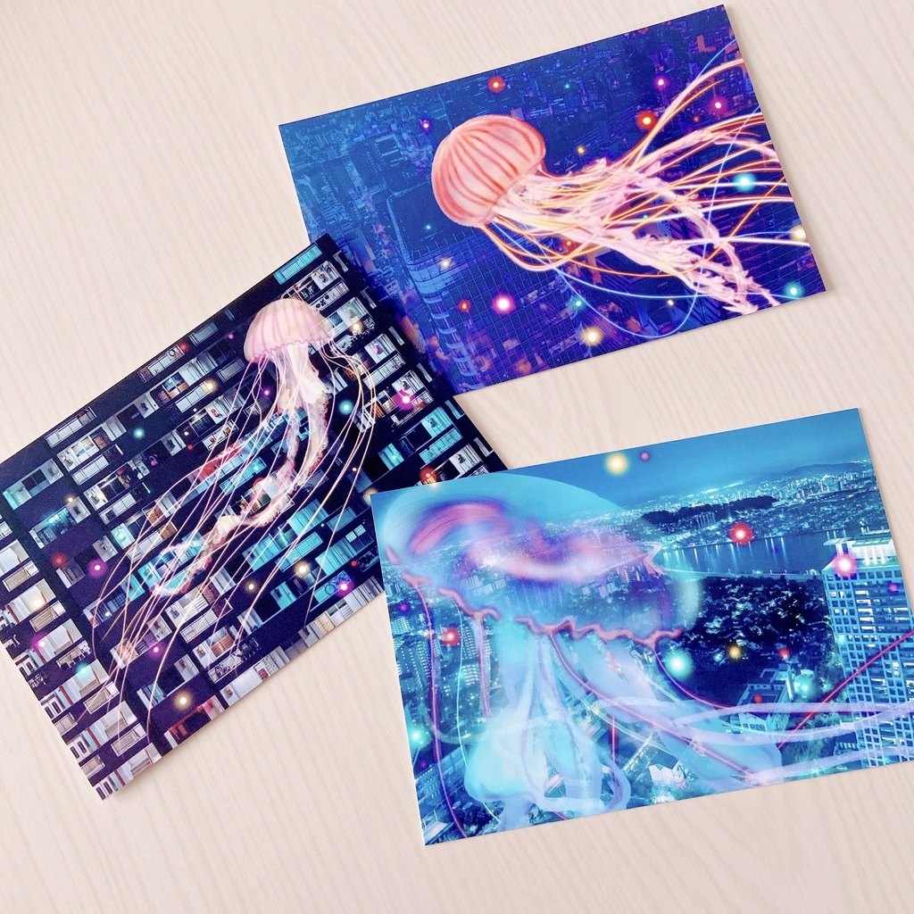 クラゲのポストカード3枚セット～夜景セット～ きのくら屋 BOOTH