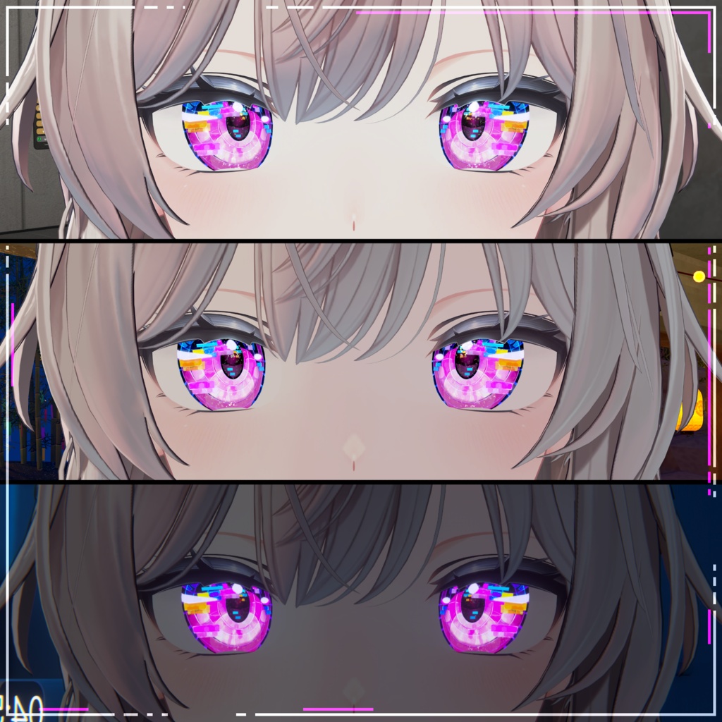 【13+アバター対応】Cyberpunk Game Start Iris Texture【16Color】【VRoid/VRChat/VTuber対応】