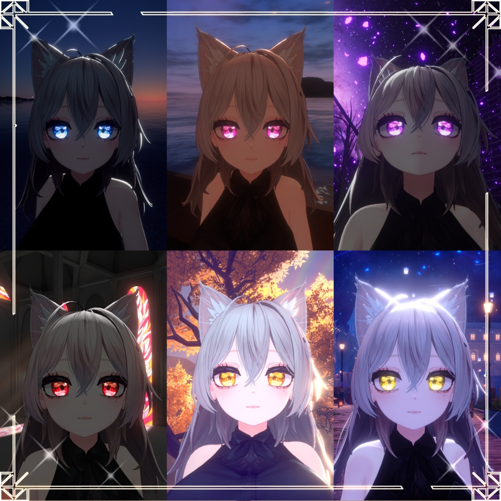 【6アバター】「Luminous Iris & Face Makeup Material Pack (LilToon)」(12 color)