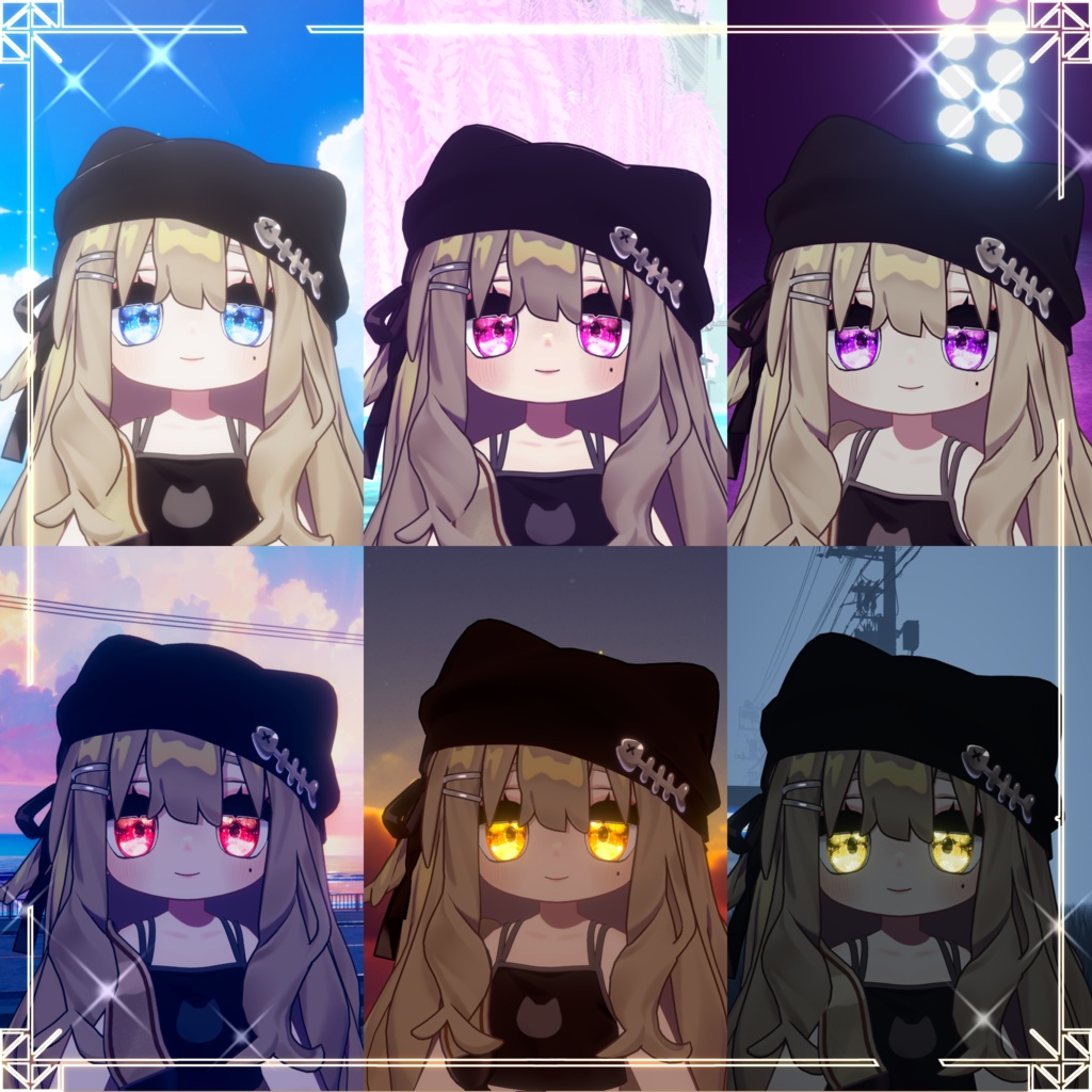 【6アバター】「Luminous Iris & Face Makeup Material Pack (LilToon)」(12 color)