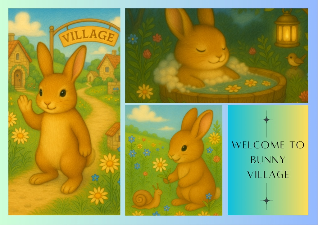 Welcome to Bunny Village – うさぎの静かなポストカード集(全50枚)