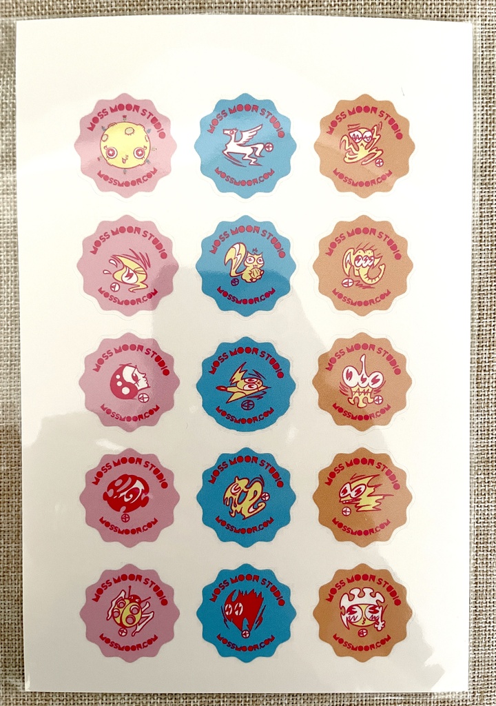 15 separate character stickers in one sheet 17 x 12 cm