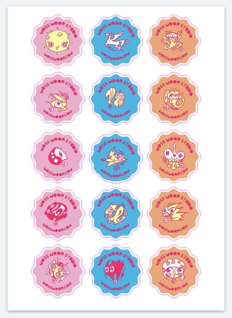 15 separate character stickers in one sheet  17 x 12 cm