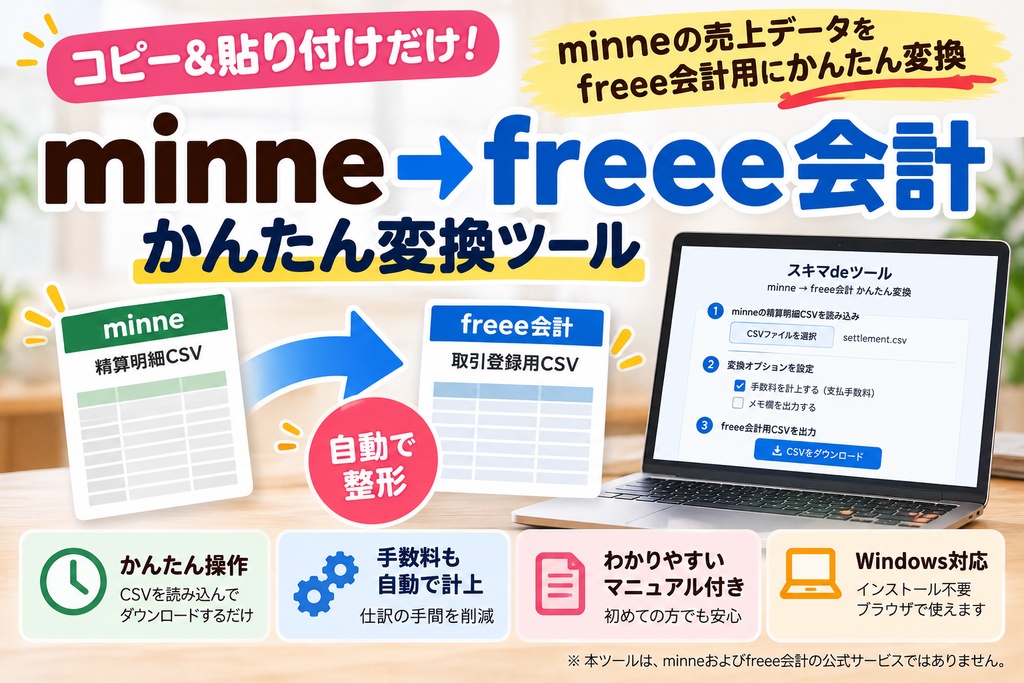 minne → freee会計 かんたん変換ツール Ver.1.0