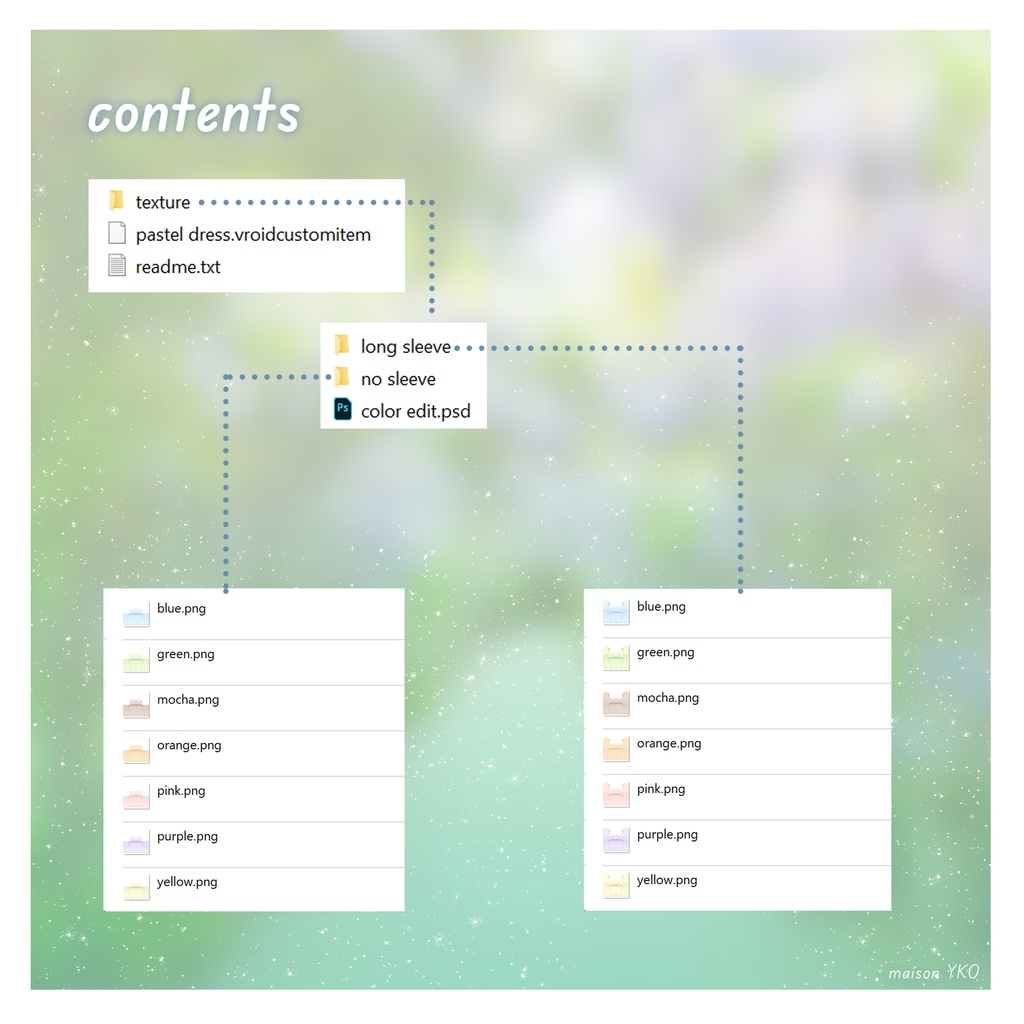 【VRoid用衣装】 パステルドレス Pastel Dress (カスタムアイテム)