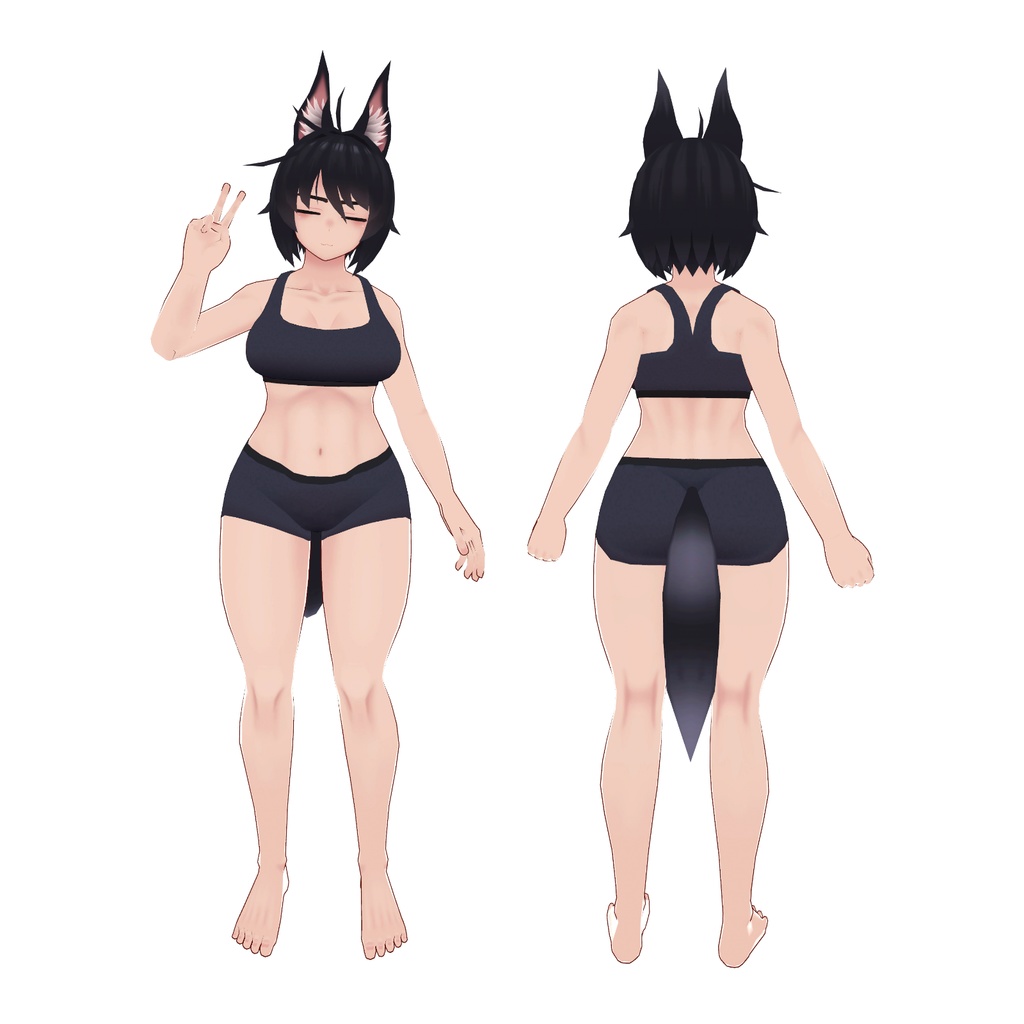 VRchat向けオリジナル3Dモデル 「こくろ」